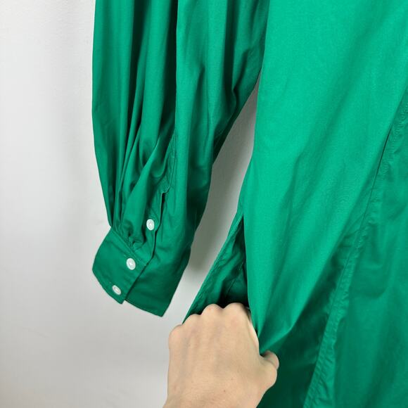 Madewell Seamed Long Sleeve Mini Shirtdress Poplin Cotton Verdant Green US 2 NWT - Picture 12 of 14